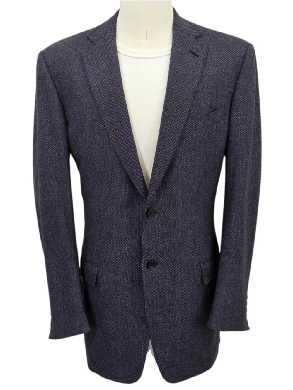 Ermenegildo Zegna Su Misura Trofeo Cashmere Sport Coat Blazer 52L Blue Birdseye